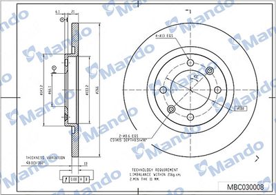 MBC030008 MANDO Тормозной диск