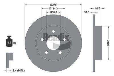 BDS1699 BENDIX Braking Тормозной диск