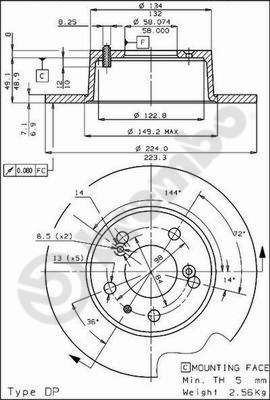 BS7250 BRECO Тормозной диск