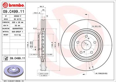 09C49911 BREMBO Тормозной диск