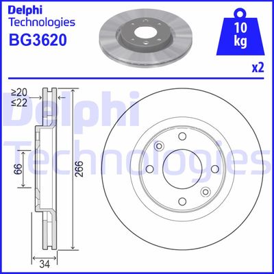 BG3620 DELPHI Тормозной диск
