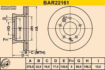 BAR22161 BARUM Тормозной диск