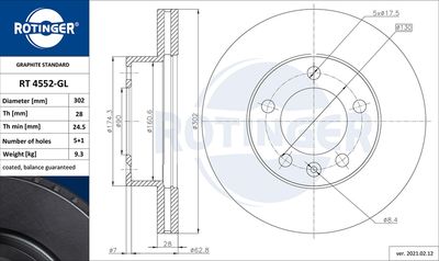 RT4552GL ROTINGER Тормозной диск