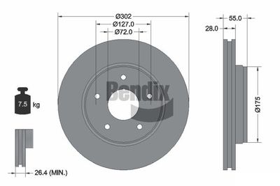 BDS2057 BENDIX Braking Тормозной диск