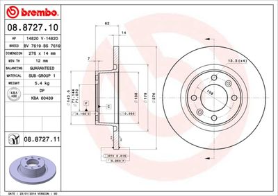 08872710 BREMBO Тормозной диск