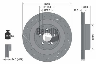 BDS2050HC BENDIX Braking Тормозной диск