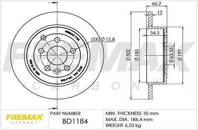 BD1184 FREMAX Тормозной диск