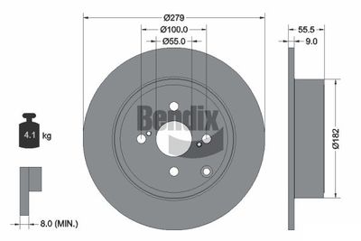 BDS1721 BENDIX Braking Тормозной диск