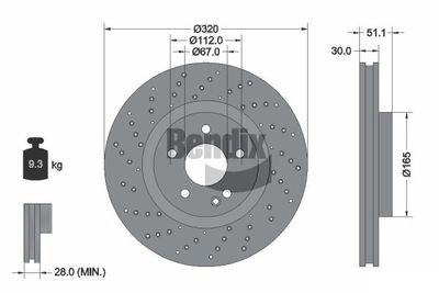 BDS1319HC BENDIX Braking Тормозной диск