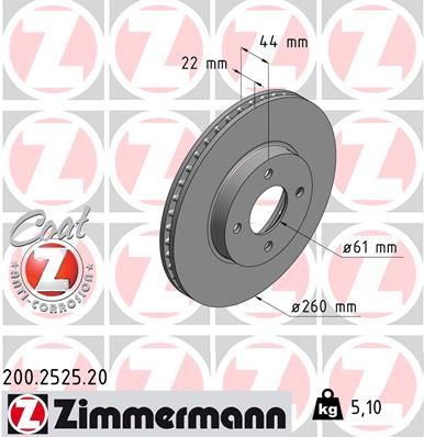 200252520 ZIMMERMANN Тормозной диск