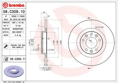 08C30910 BREMBO Тормозной диск