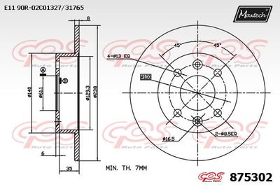 875302 MAXTECH Тормозной диск