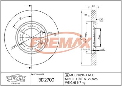 BD2700 FREMAX Тормозной диск