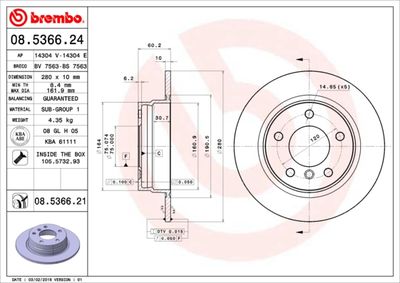 08536624 BREMBO Тормозной диск