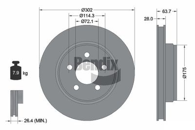 BDS1844 BENDIX Braking Тормозной диск