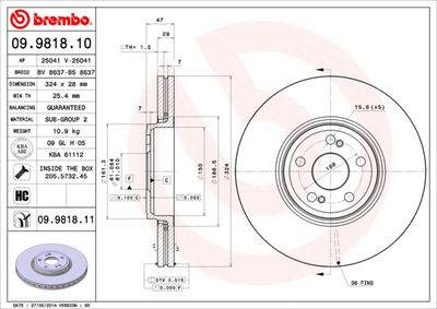 09981811 BREMBO Тормозной диск