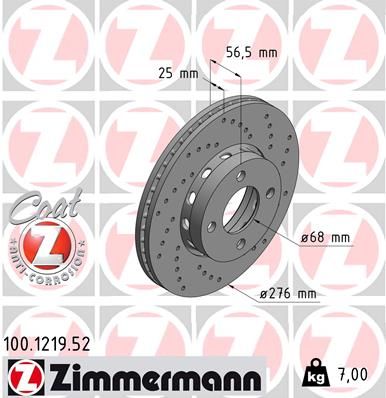 100121952 ZIMMERMANN Тормозной диск