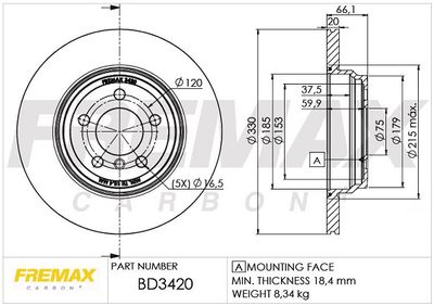 BD3420 FREMAX Тормозной диск