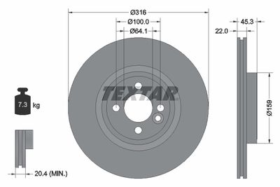 92255003 TEXTAR Тормозной диск