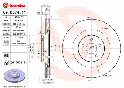 09D57411 BREMBO Тормозной диск