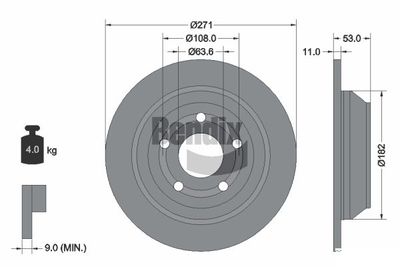 BDS1625 BENDIX Braking Тормозной диск