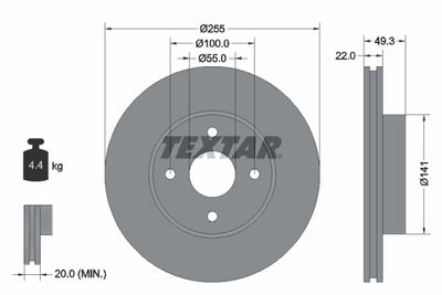 92226300 TEXTAR Тормозной диск