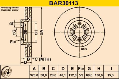 BAR30113 BARUM Тормозной диск