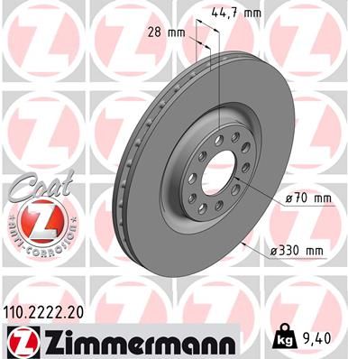 110222220 ZIMMERMANN Тормозной диск