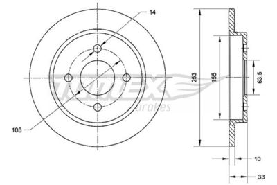 TX7047 TOMEX Brakes Тормозной диск