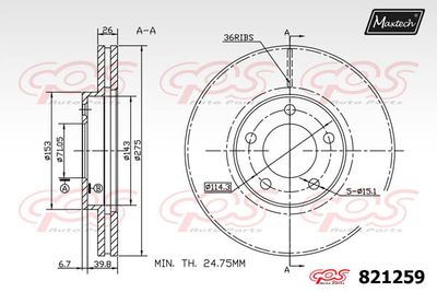 821259 MAXTECH Тормозной диск