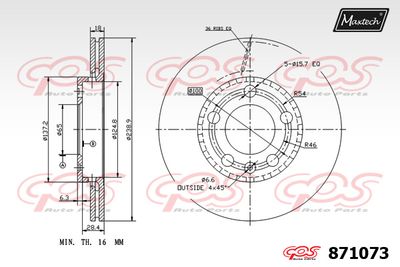 871073 MAXTECH Тормозной диск