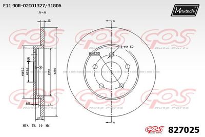 827025 MAXTECH Тормозной диск