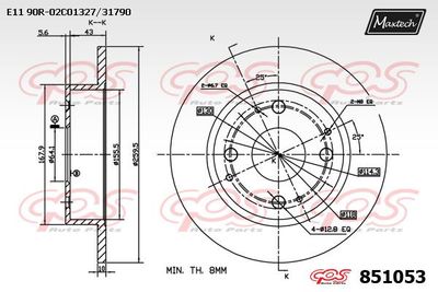 851053 MAXTECH Тормозной диск