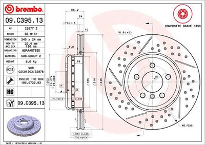 09C39513 BREMBO Тормозной диск