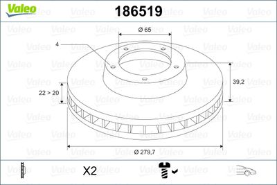 186519 VALEO Тормозной диск