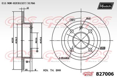 827006 MAXTECH Тормозной диск