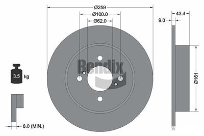 BDS2124 BENDIX Braking Тормозной диск