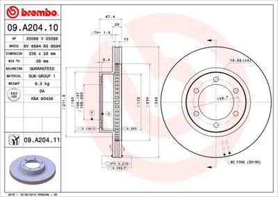 09A20410 BREMBO Тормозной диск