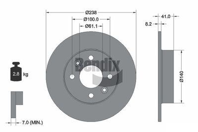 BDS1135 BENDIX Braking Тормозной диск