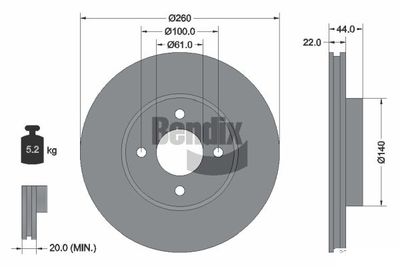 BDS1165 BENDIX Braking Тормозной диск