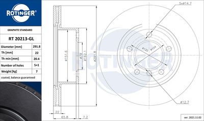 RT20213GL ROTINGER Тормозной диск