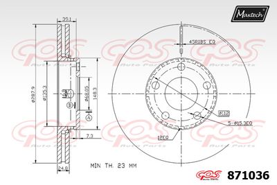 871036 MAXTECH Тормозной диск