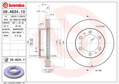 09A63410 BREMBO Тормозной диск