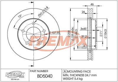 BD5040 FREMAX Тормозной диск