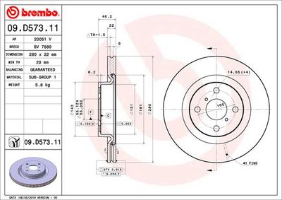 09D57311 BREMBO Тормозной диск