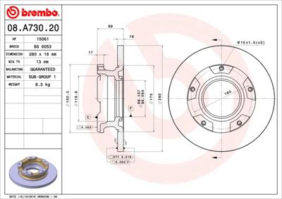 08A73020 BREMBO Тормозной диск