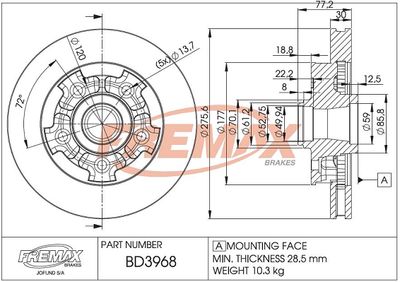 BD3968 FREMAX Тормозной диск