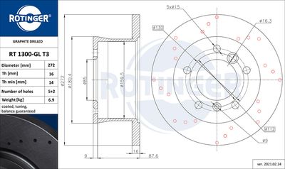 RT1300GLT3 ROTINGER Тормозной диск