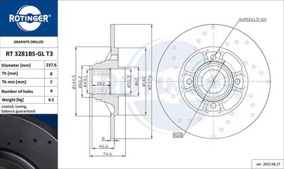 RT3281BSGLT3 ROTINGER Тормозной диск