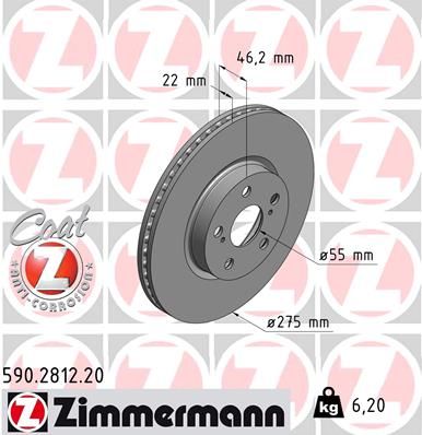 590281220 ZIMMERMANN Тормозной диск